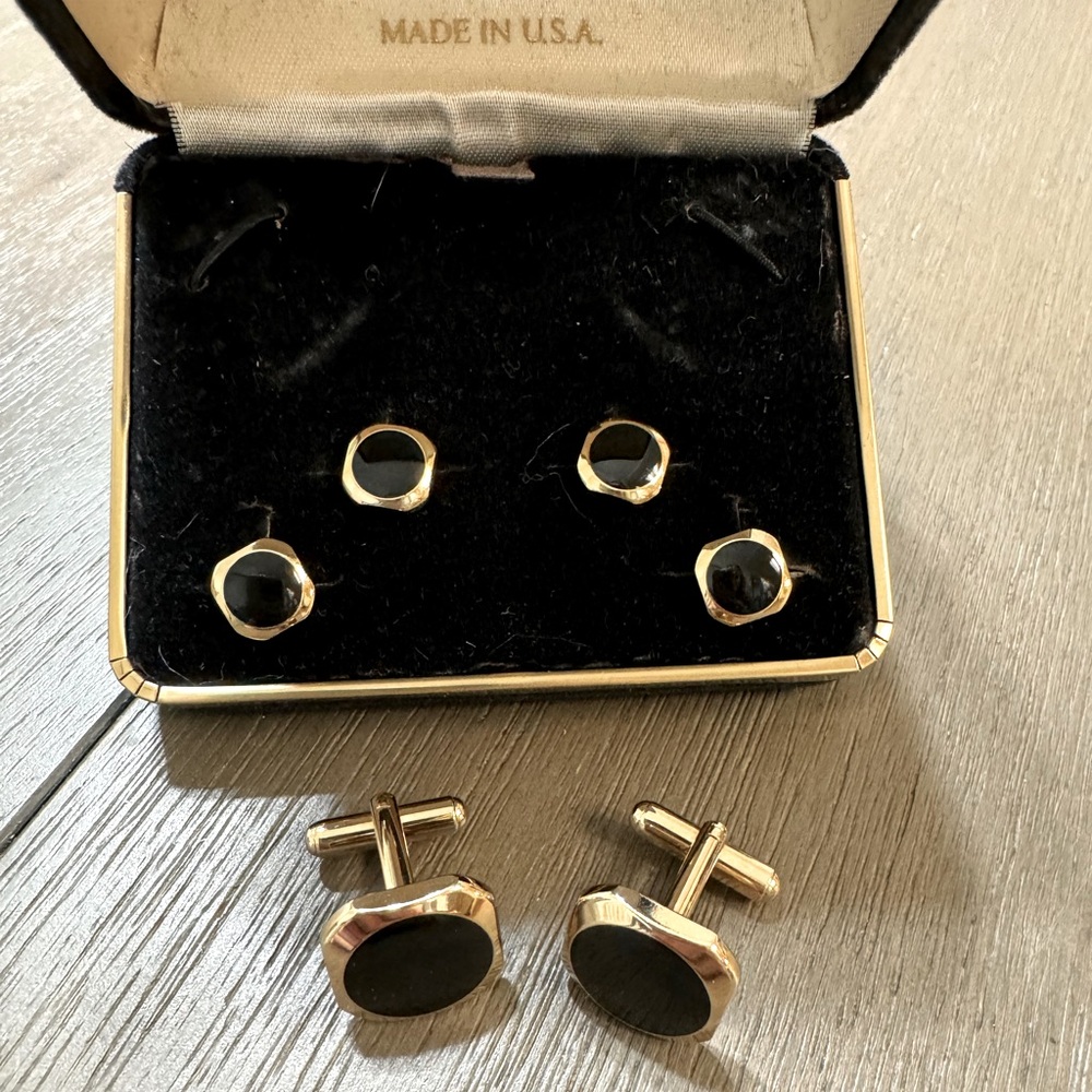 Gold and Black Cufflink Stud Set